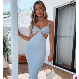 White Fox Boutique Level Headed Midi Dress Blue